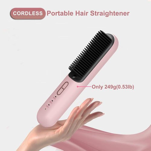 Brosse À Lisser Sans Fil, Peigne Chauffant Portable Amélioré Pour Femmes Avec Taille De Voyage, Peigne À Lisser 2 En 1, Rechargeable De Type C
